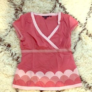 Boden pink scallop pullover top